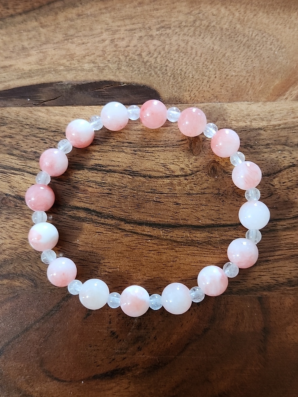 Handmade Pink Jade Beaded Bracelet